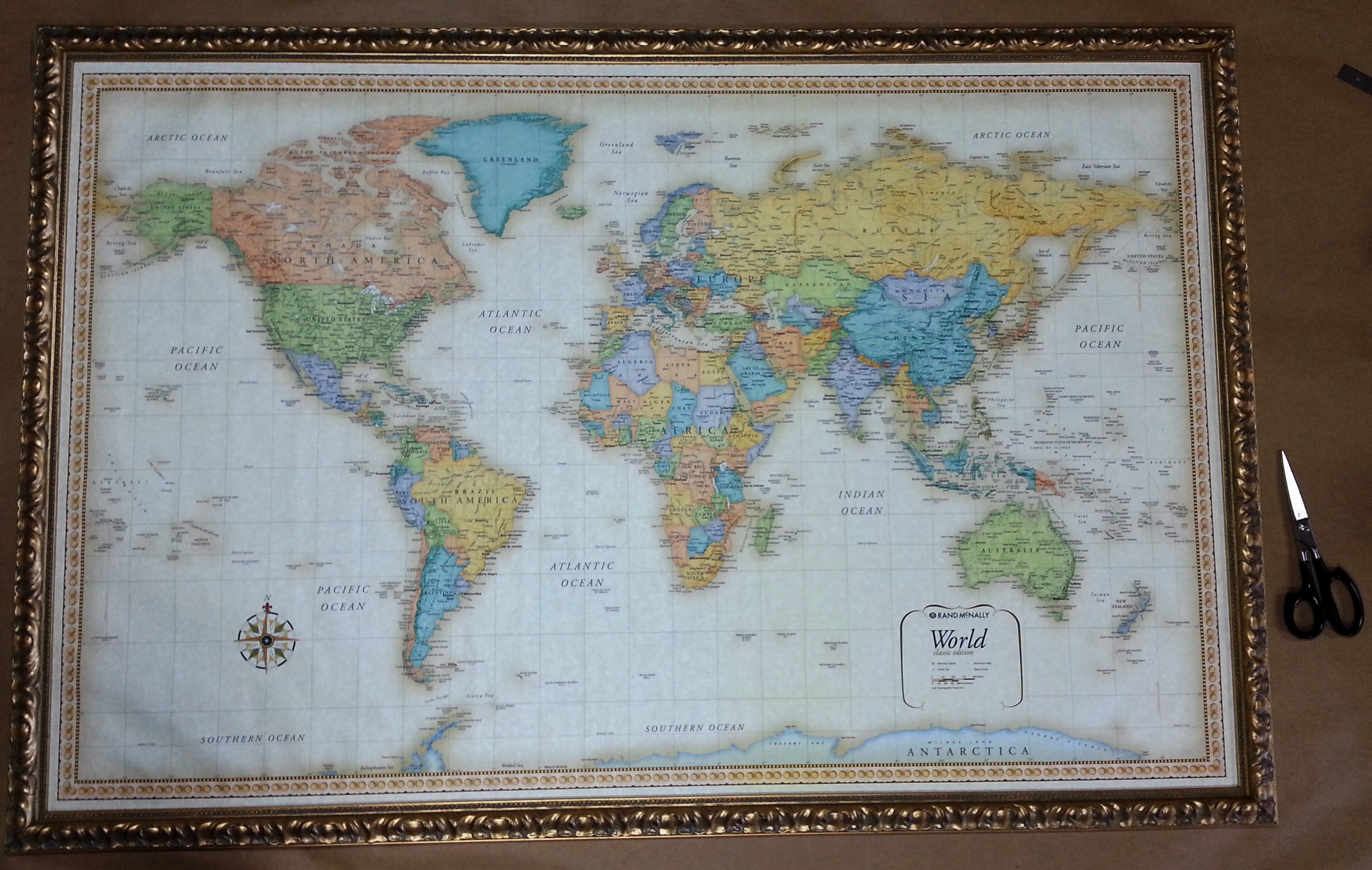 Large Framed World Map! – Columbia Frame Shop